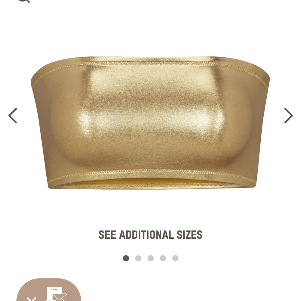 NWT METALLIC SWIM BANDEAU BIKINI TOP IN GOLD - Picture 5 of 8
